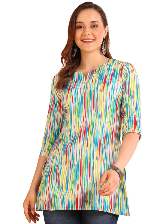 Dsk Studio Poly Rayon Short Kurti For Women & Girls Turquoise