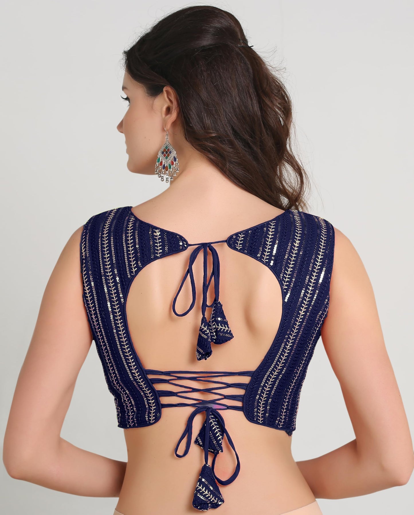 Pujia Mills WomenS Indian Ethnic Wear Sabyasachi Sequence With Dhaga Embroidered Zari Work Sweetheart Neck Blouse Sleeveless Re