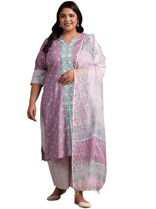 Extra Love By Libas Women'S Cotton Kurta Set (15653_Pink_5Xl)