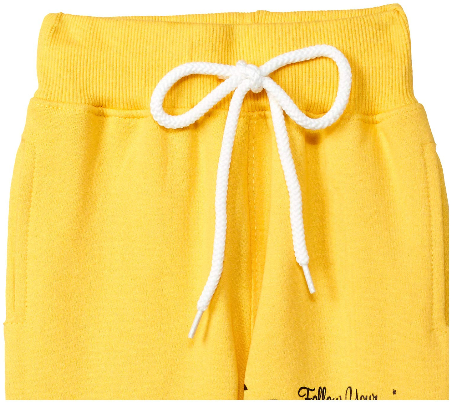 T2F Girls Regular Fit Printed Cotton Joggers Track Pants Yellow