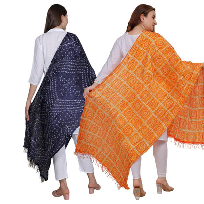Fabme Women'S Full Size Silk Dupatta Pack Of 2 - Multicolor
