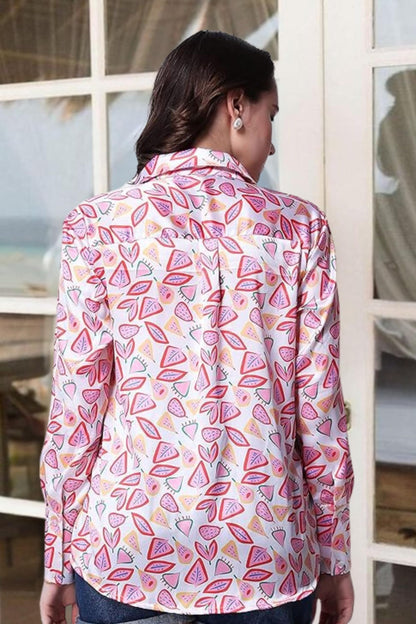 POPWINGS Printed Full-Sleeves Regular-Fit Satin Printed Shirt for Women Stylish Western Casual Wear