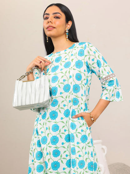 Libas Womens Printed Cotton Straight Kurta With Trousers