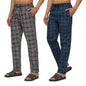 XYXX Mens Super Combed Cotton Checkered Checkmate Pyjamas [Pack of 2] Elasticated Waist, Drawstring | Loungewear for Men in Bla