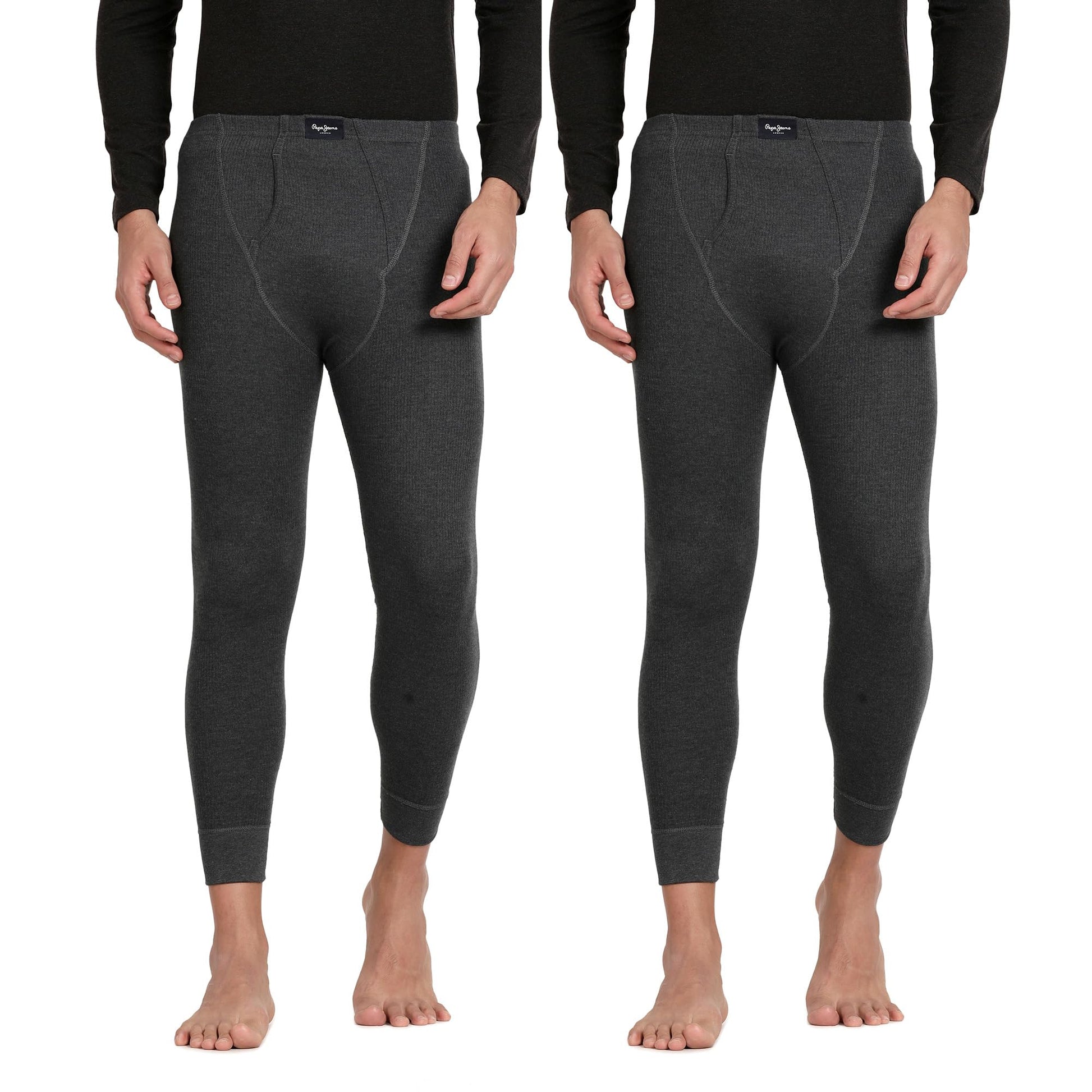 Pepe Jeans MenS Solid Charcoal Thermal Bottom-Pack Of 2_M