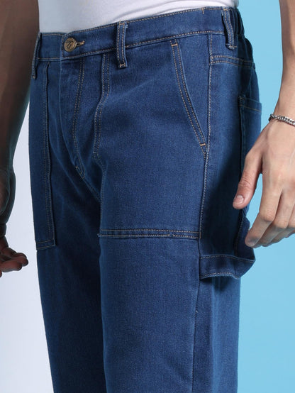 The Indian Garage Co Men Baggy Solid Mid-Rise Stretchable Jeans Blue