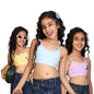 Kyda Kids Girls Antibacterial Cotton Printed Non Padded, Beginners Bra For Girls (Pack Of 3)