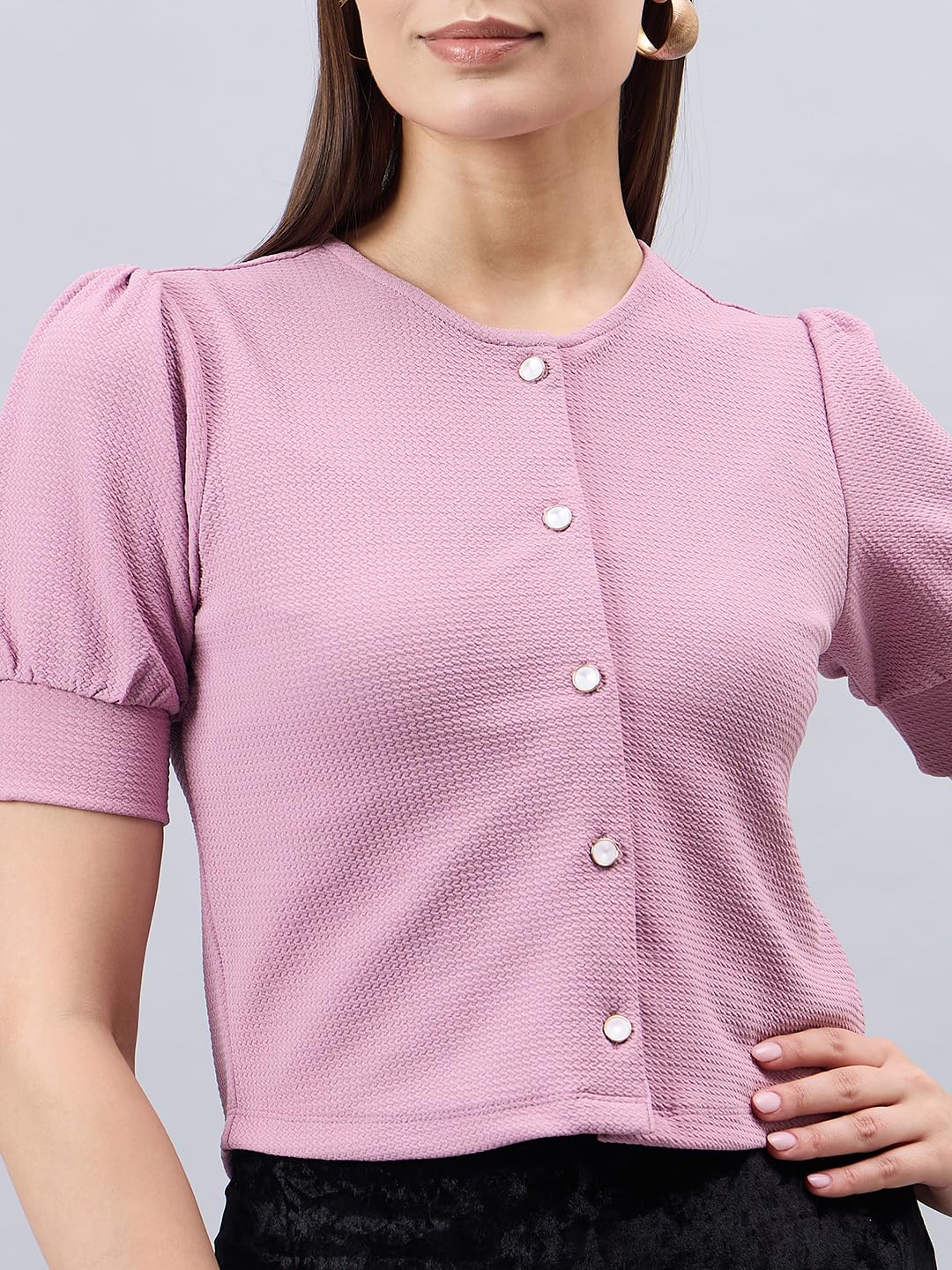 Style Quotient Women Solid Dusty Rose Polyknit Casual Open Front Shrug