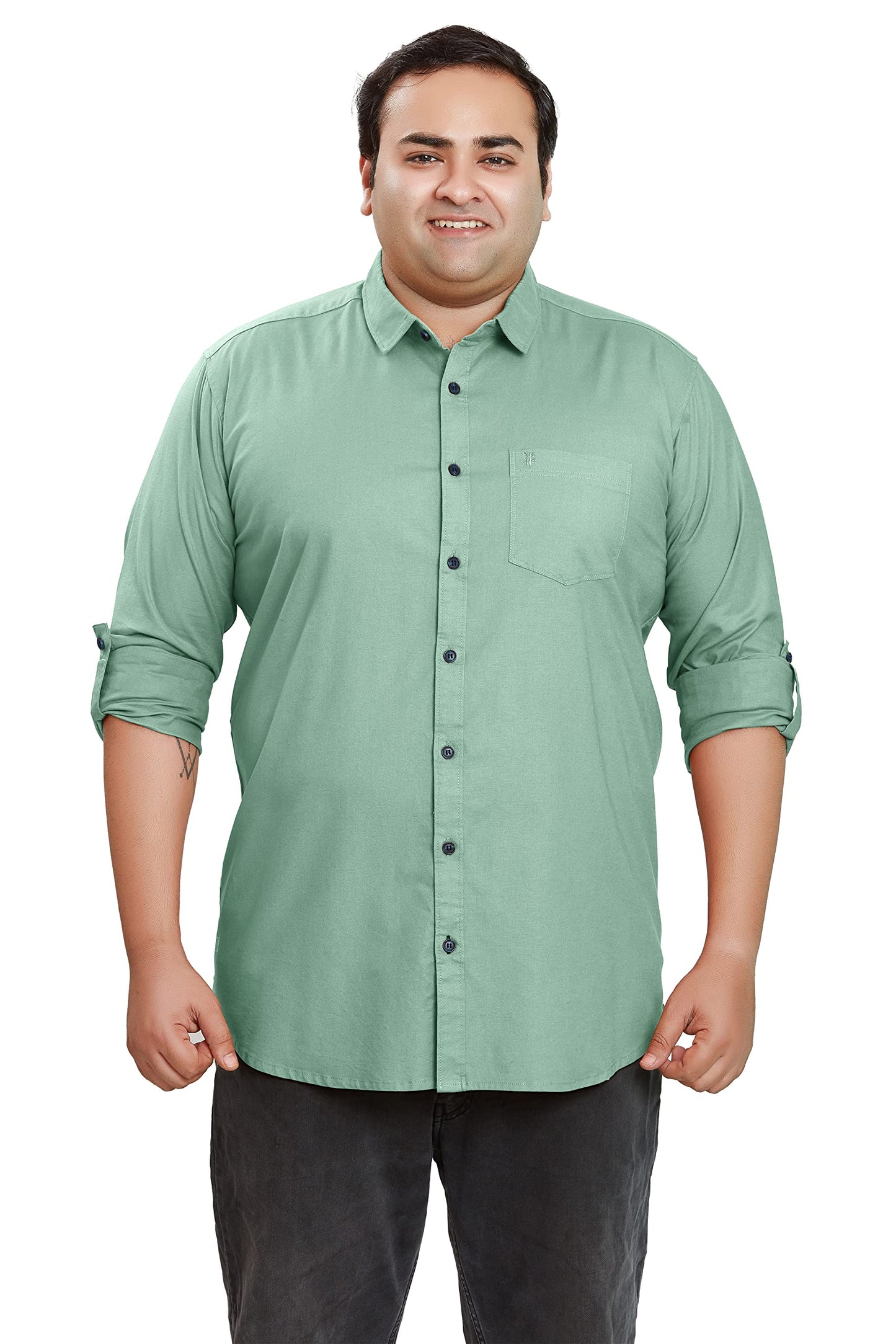 BE ACTIVE Mens Casual 100% Cotton Solid Plus Size Shirt || Plus Size Shirts for Men || Casual Plus Size Shirt || Casual Wear Sh