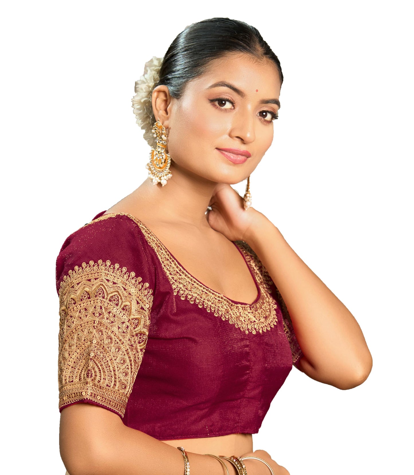 Vihu Fashion WomenS Readymade Blouse Embroidery Multi Coding Dull Golden Sequence Work Indian Ethnic Designer Stitched Readymad