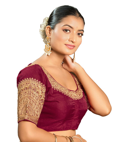 Vihu Fashion WomenS Readymade Blouse Embroidery Multi Coding Dull Golden Sequence Work Indian Ethnic Designer Stitched Readymad