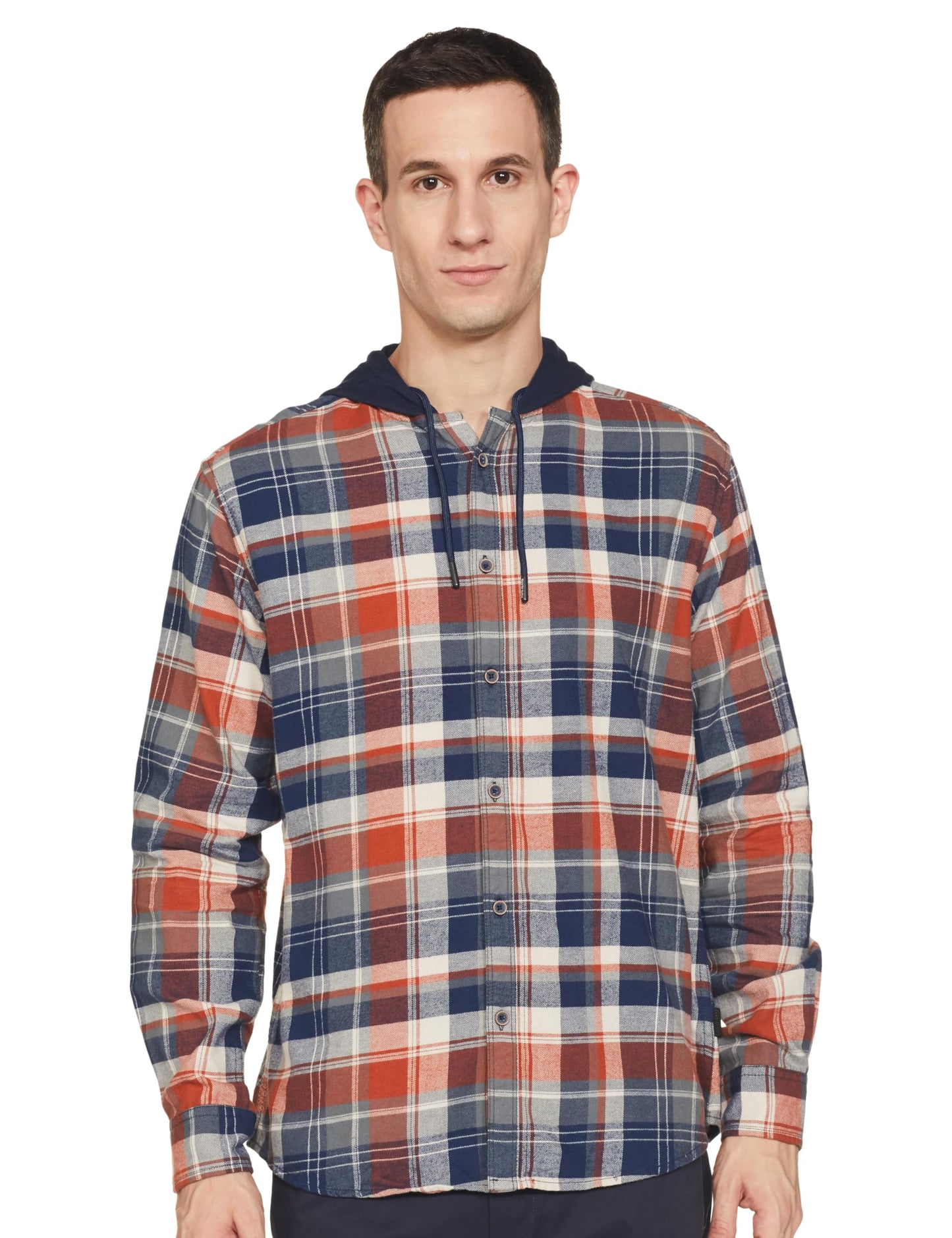 Pepe Jeans MenS Checkered Regular Fit Shirt (Pm308546_Rust Brown_Red And Blue