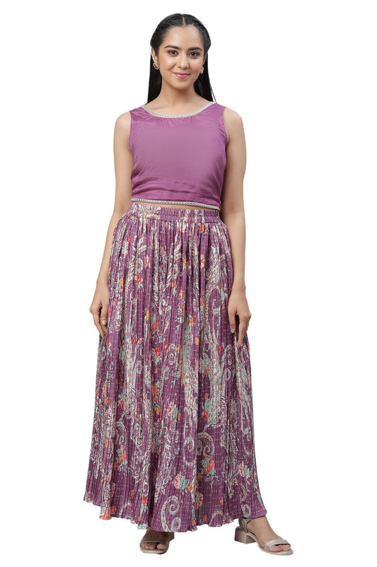 Aurelia Womens Polyester Western Standard Length Shirt (23AUD10597-507126_deep Lilac