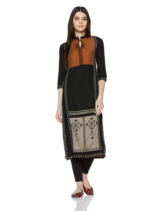 W for Woman Women's Viscose Solid Straight Kurta