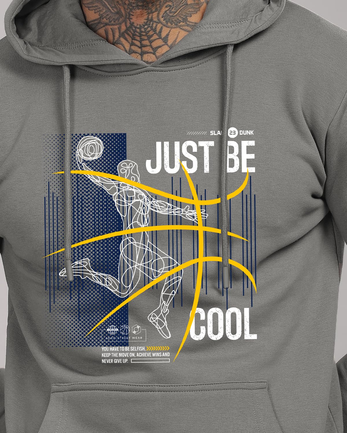 ADRO Basketball Design Hoodie for Men, 320 GSM Soft Cotton Hoodies, Long Lasting Printed Hoodie | Mens Hoodies | Sweatshirt for