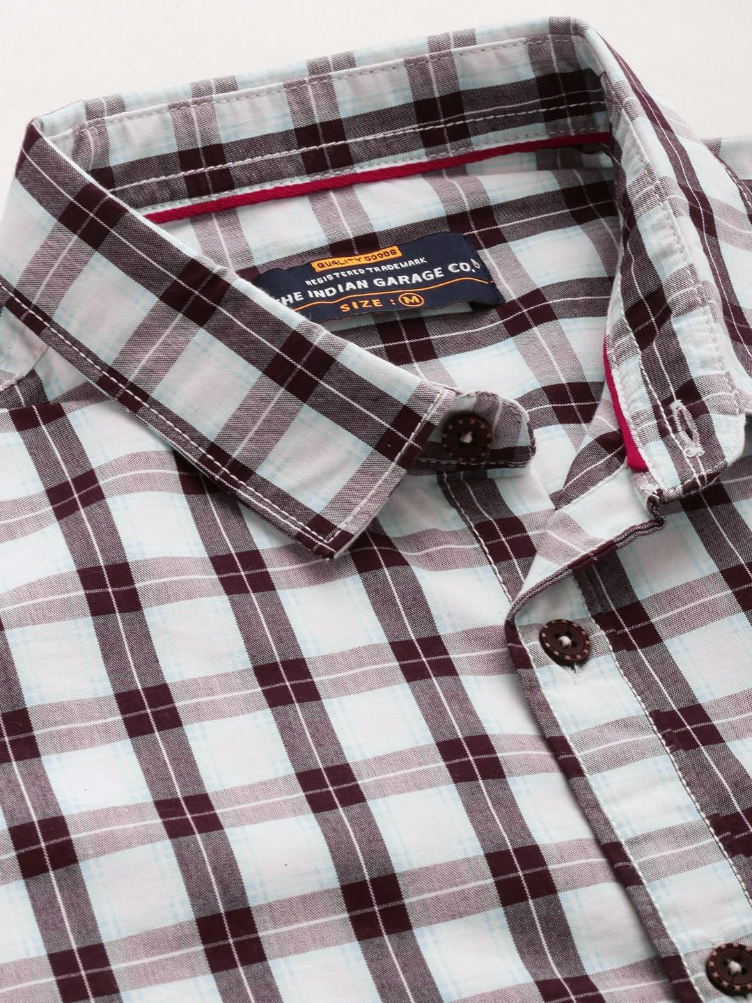 The Indian Garage Co Men Brown Checkered Slim Fit Casual Shirt
