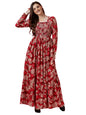 Sheetal Associates Womens Maxi Floral Print Crepe Regular Sleeves Casual Dress Red