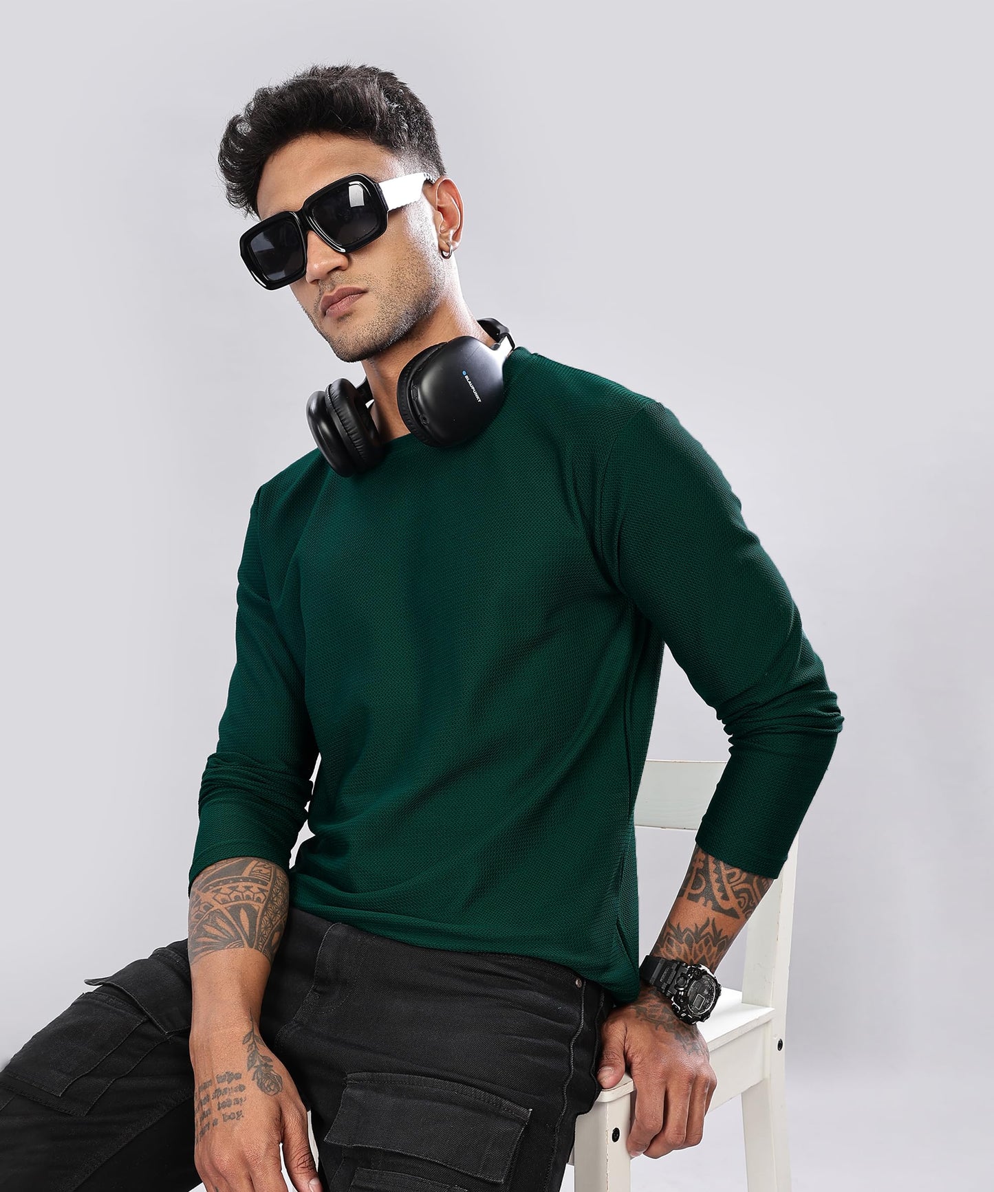 SHODOX Mens Polyblend Regular Fit Long Sleeve Solid Round Neck T-Shirts for Men (Pack of 1)