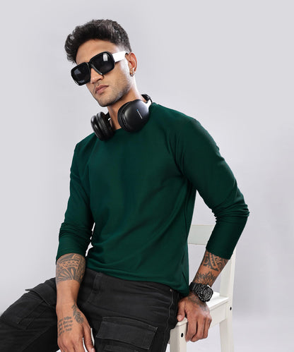 SHODOX Mens Polyblend Regular Fit Long Sleeve Solid Round Neck T-Shirts for Men (Pack of 1)