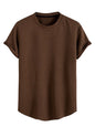 Greciilooks T Shirt For Men Cotton | Textured Oversized Fit Man T-Shirt | Round Neck Half Sleeve Men T-ShirtS Brown