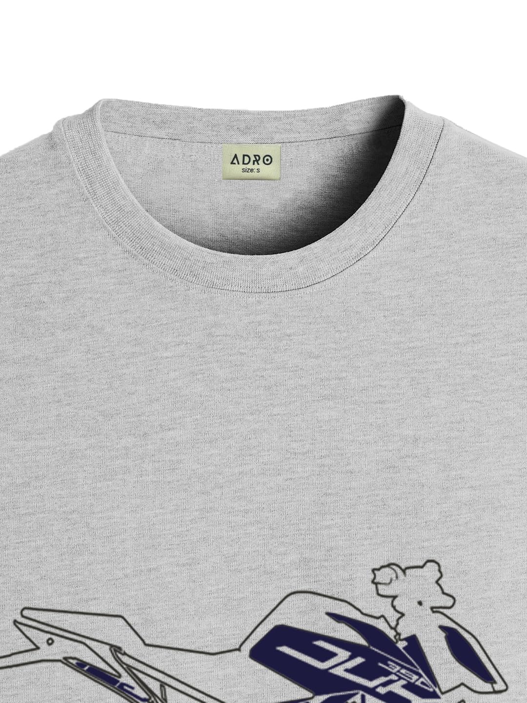 ADRO Men's Biker Design Printed 100% Cotton T-Shirt - Regular Fit, Printed T-Shirts for Men (RN24-KTM-GR_Grey)