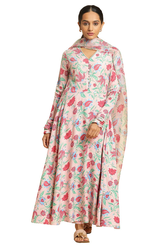 W for Woman Women's Rayon Floral Kurta, Straight Pant & Dupatta