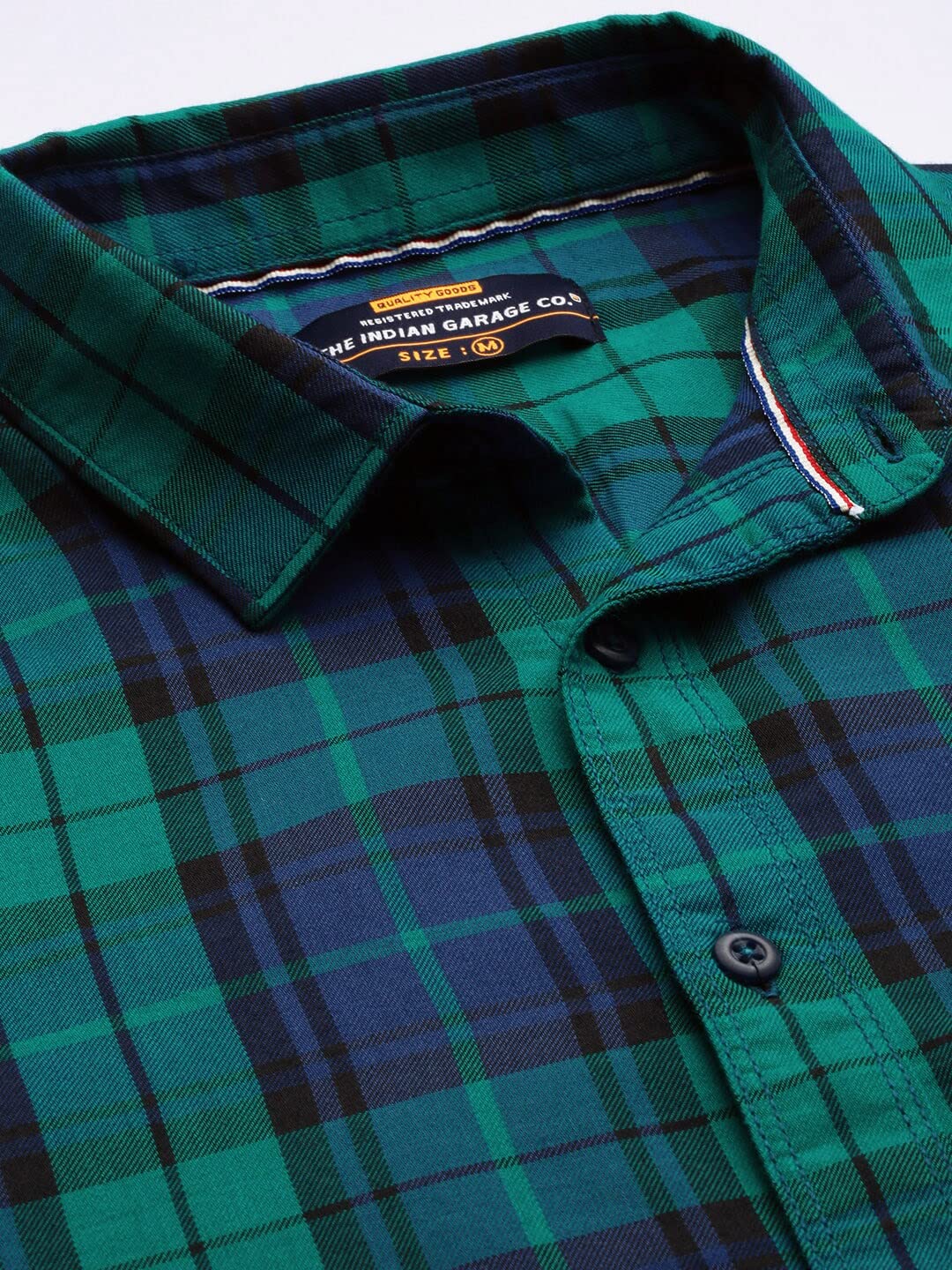 The Indian Garage Co Men Blue Checkered Slim Fit Casual Shirt