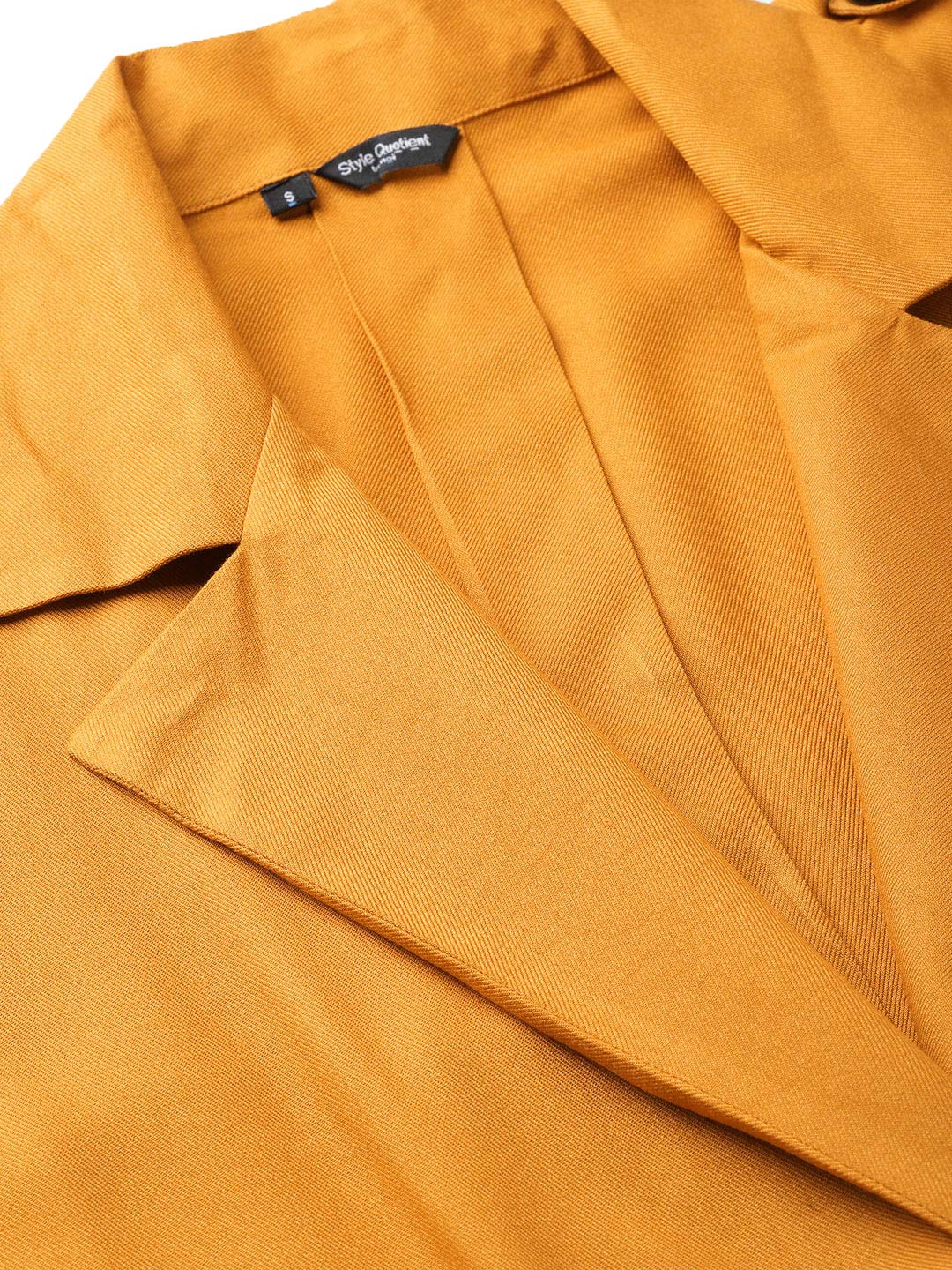Style Quotient Women Solid Mustard Yellow viscose rayon smart casual TrenchCoat