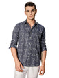 Thomas Scott Premium Embroideried Long Sleeve Casual Shirt for Men Navy