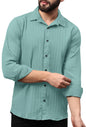 Finivo Fashion MenS Casual Button Down Shirts Long Sleeve Linen Shirt Fashion Textured Beach Summer Shirts Turquoise