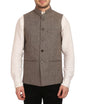 WINTAGE Mens Tweed Bandhgala Festive Nehru Jacket Waistcoat Grey