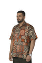 Brown Culture MenS Cotton Blend Geometric Print Shirt With Spread Collared Half Sleeves Standard Length And Button Down Closure