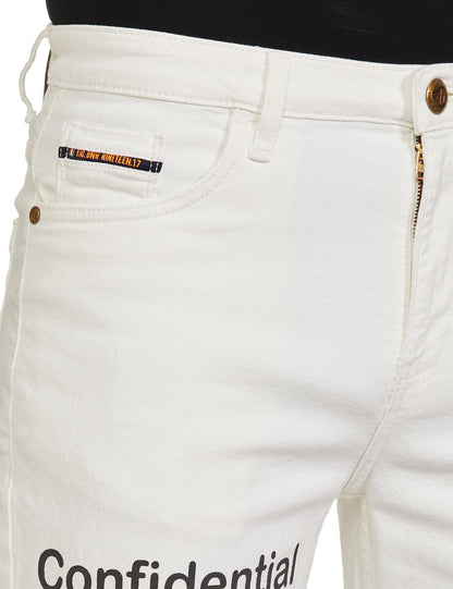 The Indian Garage Co Men Slim Fit Placement Print Mid-Rise Denim Shorts