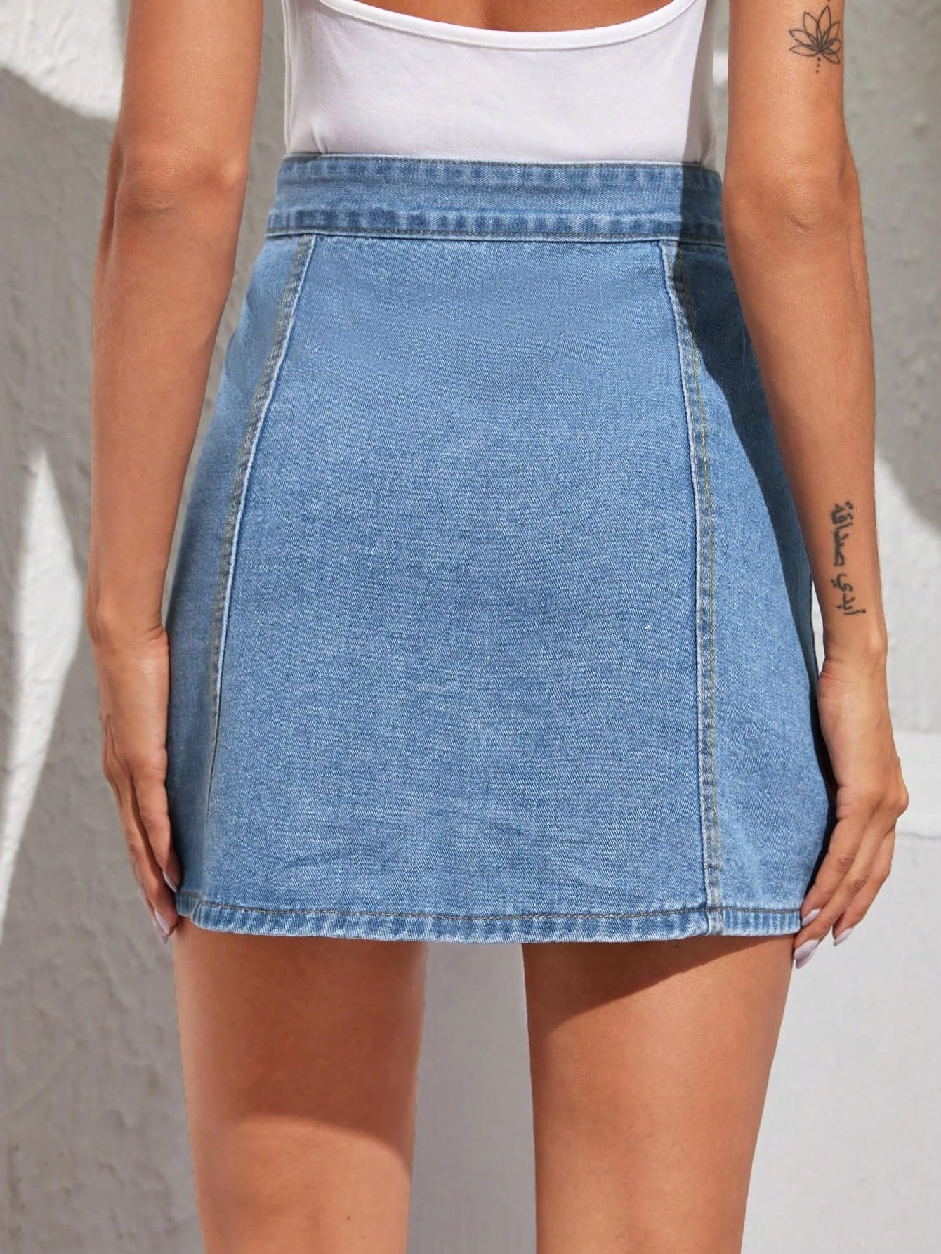 Sugathari Womens Casual Denim Light Blue Skirt  High Waist, A-Line, Mini Length Without Pockets | Stylish Everyday Wear (Skirts
