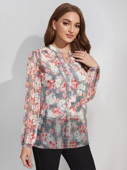 Toochki WomenS Floral Regular Fit Shirt (Toochki206-Tp-N_Grey