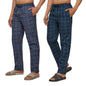 XYXX Mens Super Combed Cotton Checkered Checkmate Pyjamas [Pack of 2] Elasticated Waist, Drawstring | Loungewear for Men in Blu