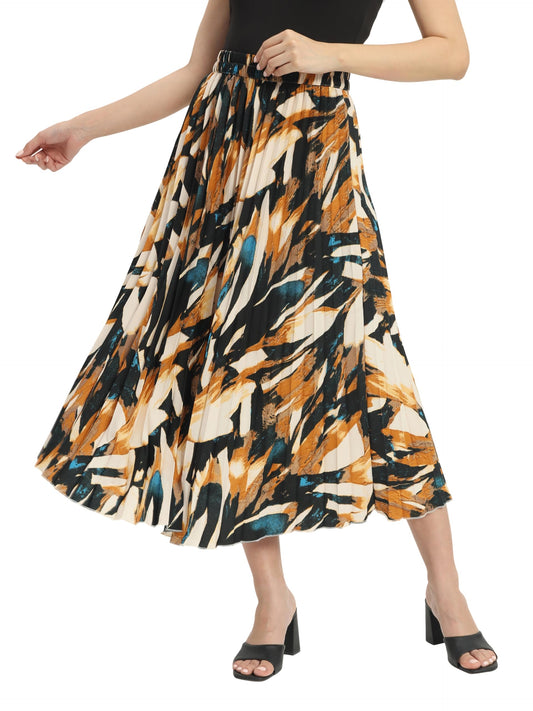 Kzully Crepe Western WomenS Skirts Yellow