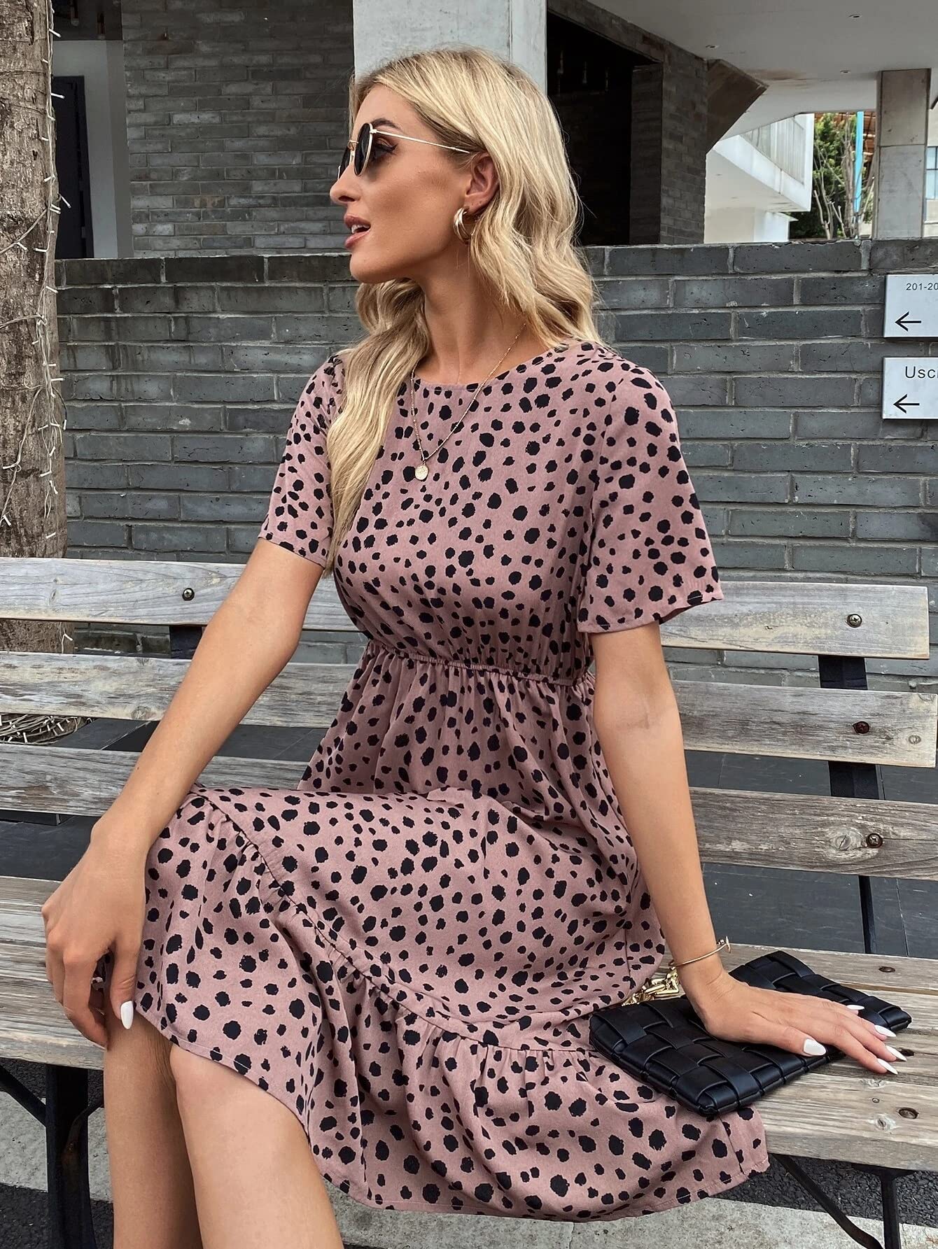 Tagas Women'S Knee-Length Dress (Op-3215-Dusty Pink-M_Pink_M)