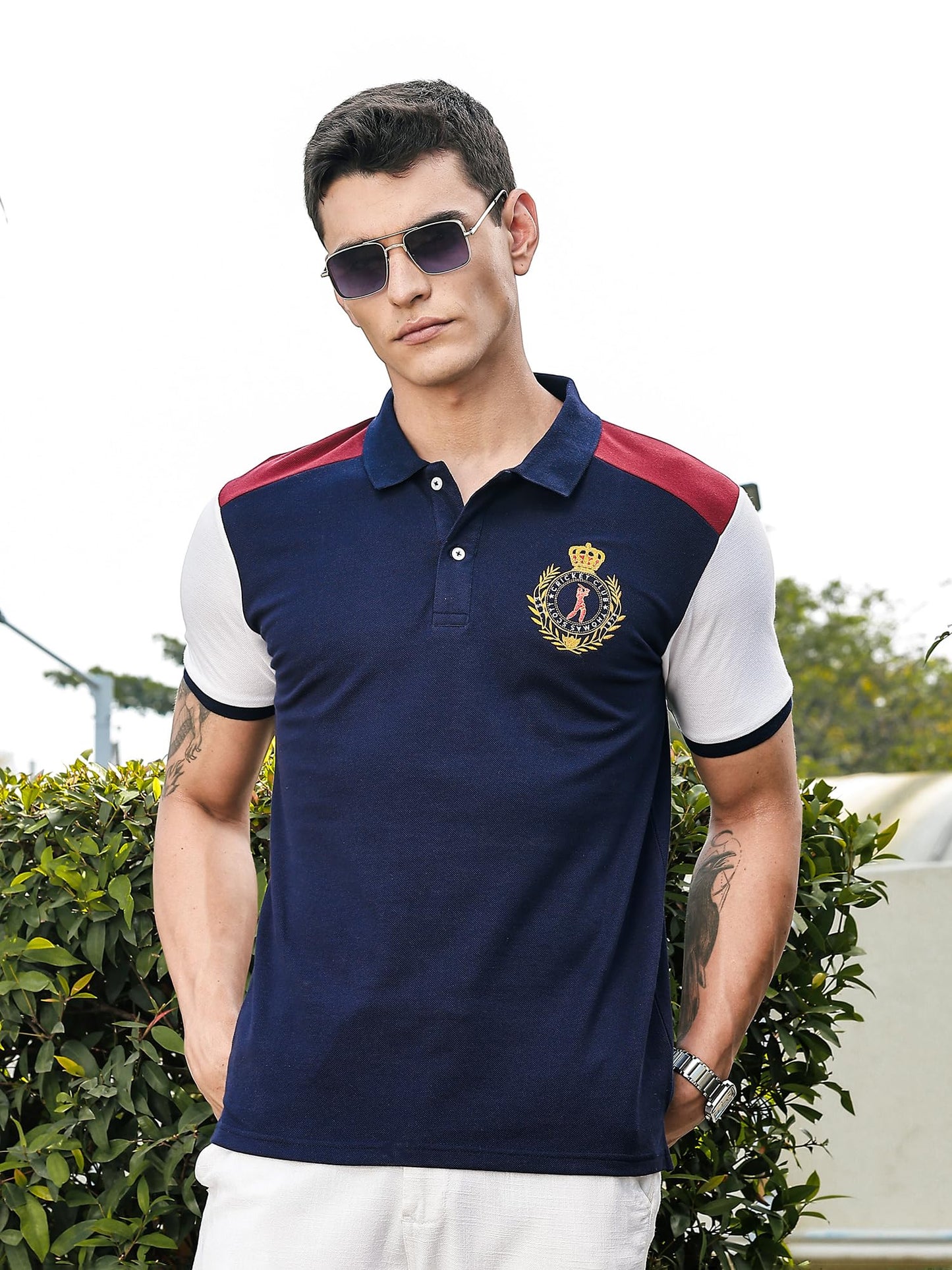 Thomas Scott Mens | Solid | Polo Neck | Polyester Blend | Knitted | Button Closure | Ribbed Shorts Sleeve | Regular Fit | Tshir