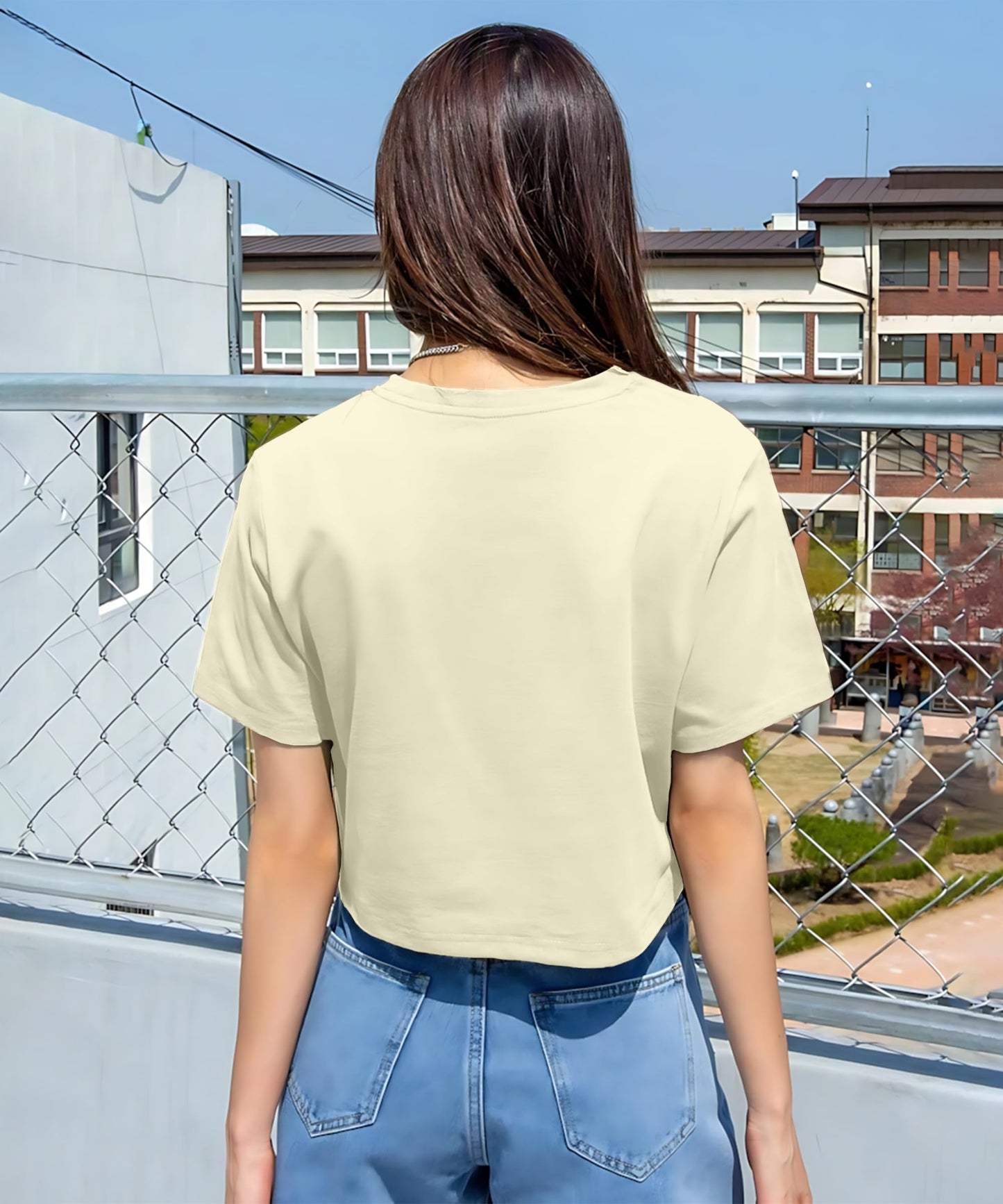 SHODOX 100% Cotton Crop top for Women - Printed Raglan Sleeve Stylish T-Shirt, Oversized fit Drop Shoulder Crop Top for Women
