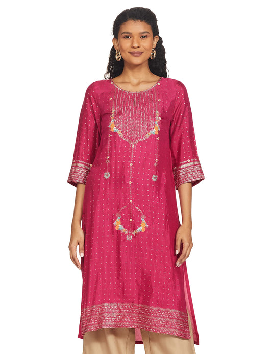 W for Woman Women Viscose Printed Festive Regular Kurta
