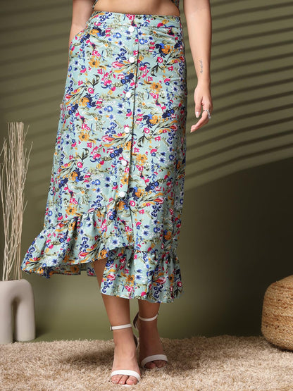 OOMPH! Long Skirts for Women Blue - msk201