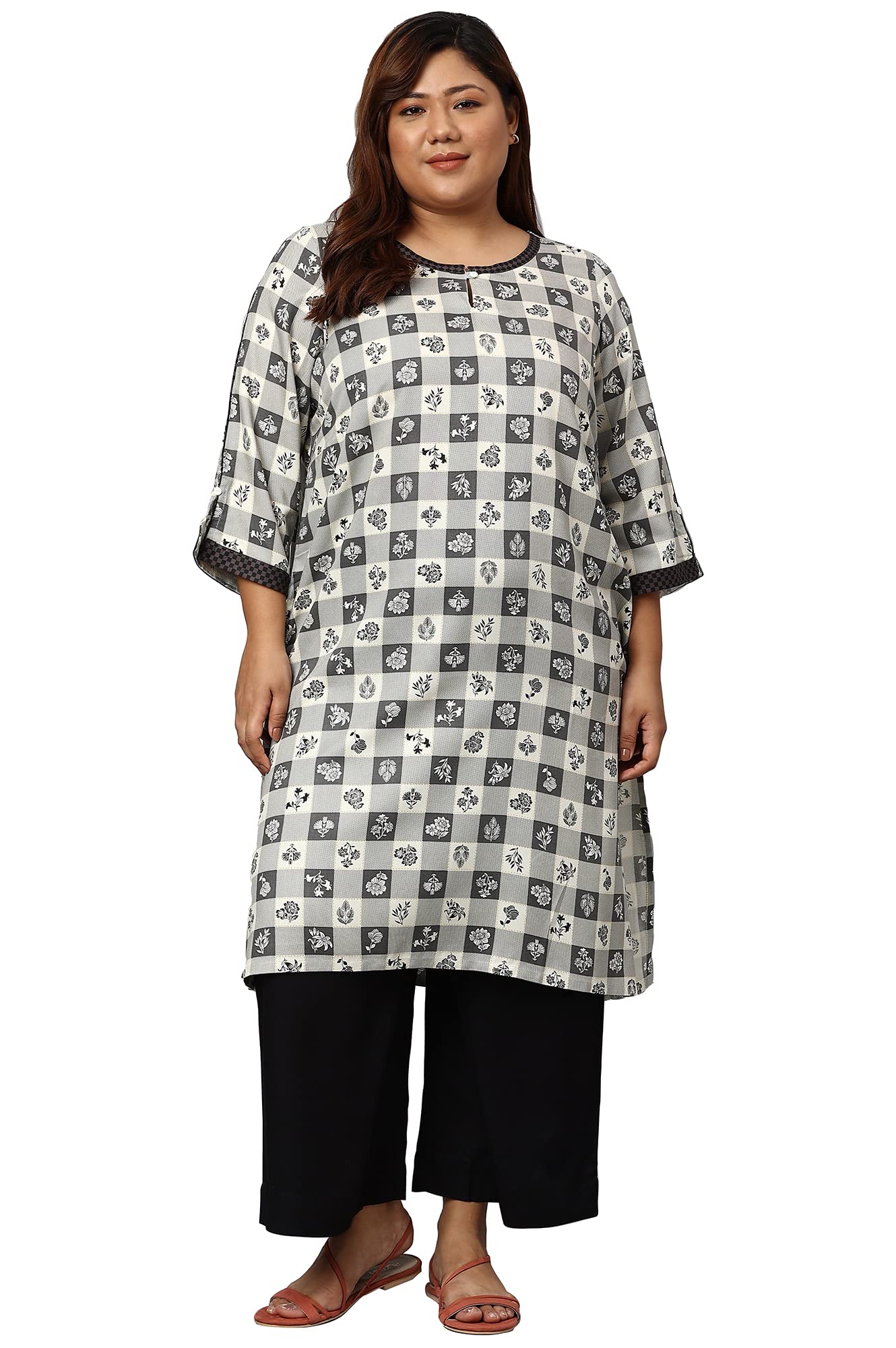 Aurelia Women's Viscose Regular Kurta (22AUA13527P-504125_Grey