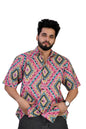 Brown Culture MenS Cotton Blend Abstract Print Shirt With Spread Collared Half Sleeves Standard Length And Button Down Closure