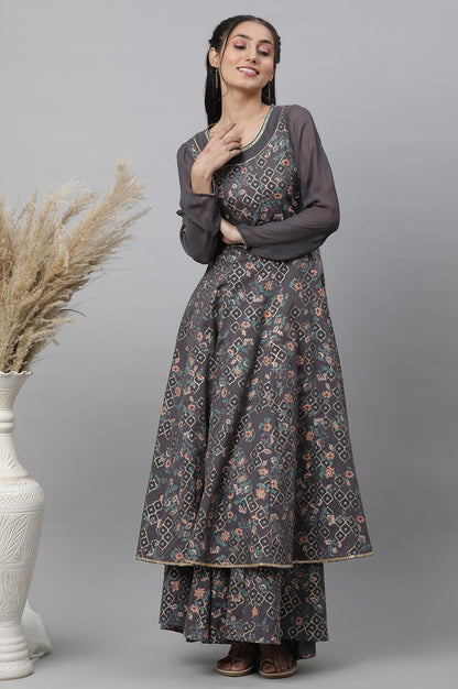 Aurelia Cotton Women's Excalibur Ikkat Printed Cambric Flared Kurta