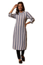Aurelia Women Blue Striped Rayon Straight Kurta_24Fea14802_Xl