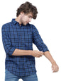 Ketch MenS Checkered Slim Shirt (Khsh000010_Navy Blue L)