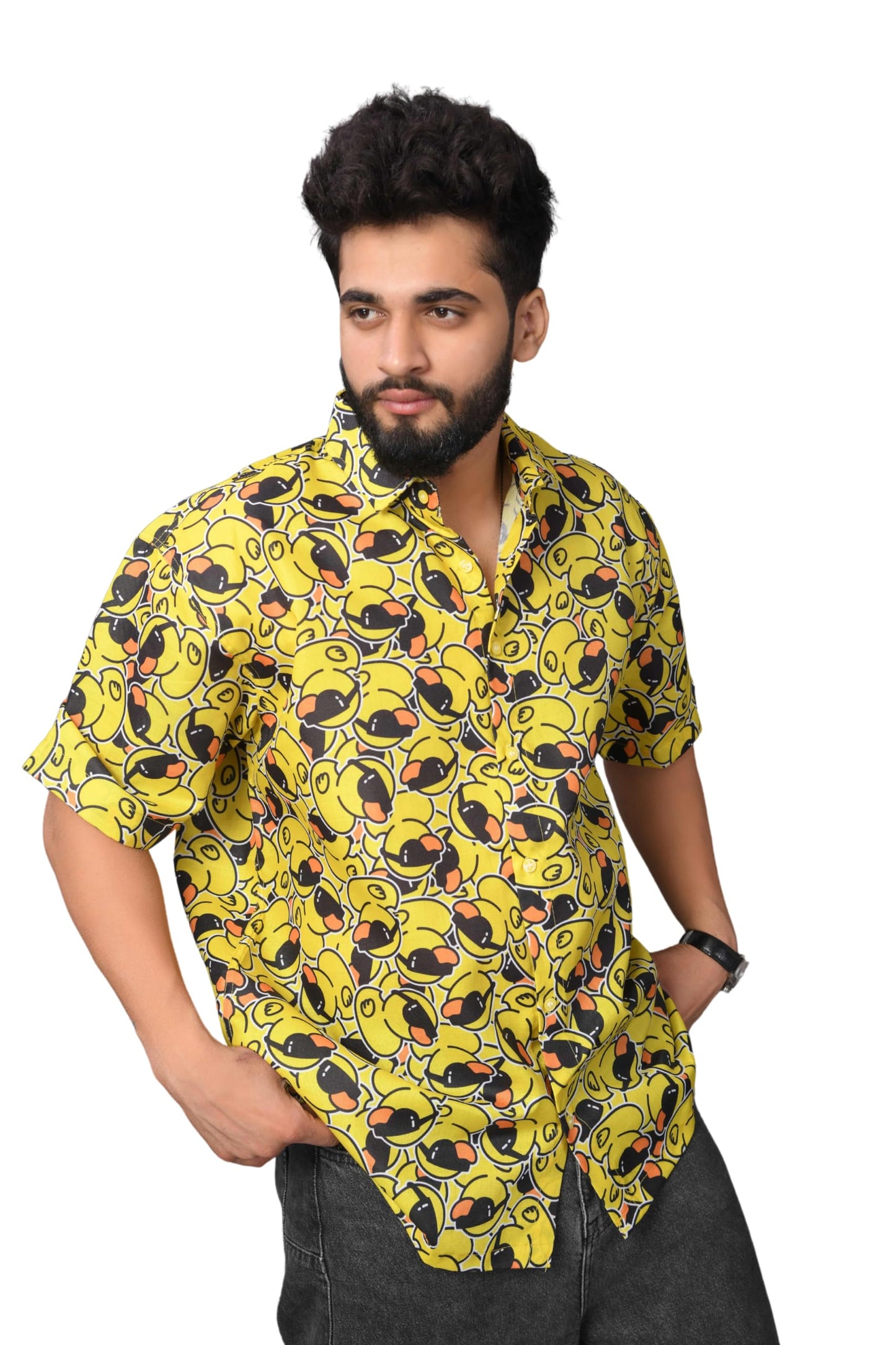 Brown Culture MenS Cotton Blend Abstract Print Shirt With Spread Collared Half Sleeves Standard Length And Button Down Closure