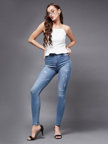 Miss Chase WomenS Skinny High Rise Clean Look Stretchable Denim Jeans (Mcss21Den99-38-318-36, Charlotte Blue, 36)