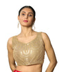 Pujia Mills Fancy WomenS Foil Mirror And Thread Zari Work Sweetheart Neck Silk Sleeveless Blouse (Pc Bindi Foil Parent) (Mustar